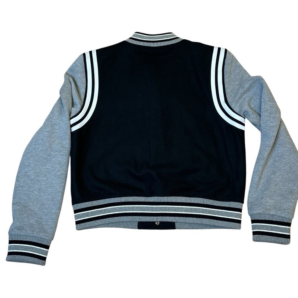 Aeropostale Varsity Snap Front Jacket Women's Black Gray Size M Preppy Academia - Picture 4 of 8